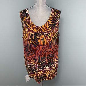 WORTHINGTON drape neck print blouse womens plus size 1X sleeveless office summer